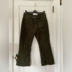 GAP '70s Flare High Rise in forest green corduroy, size 32/14